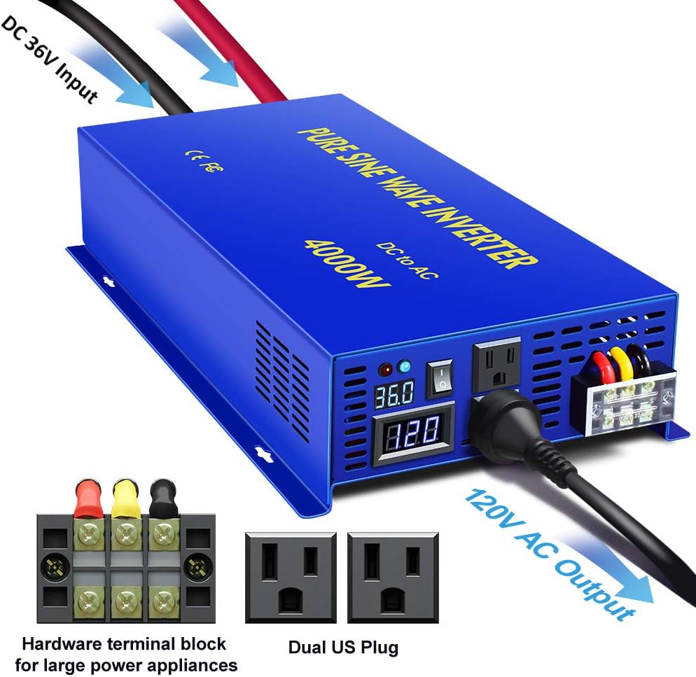 4000W Pure Sine Wave Power Converter with Wireless Remote Control X731507