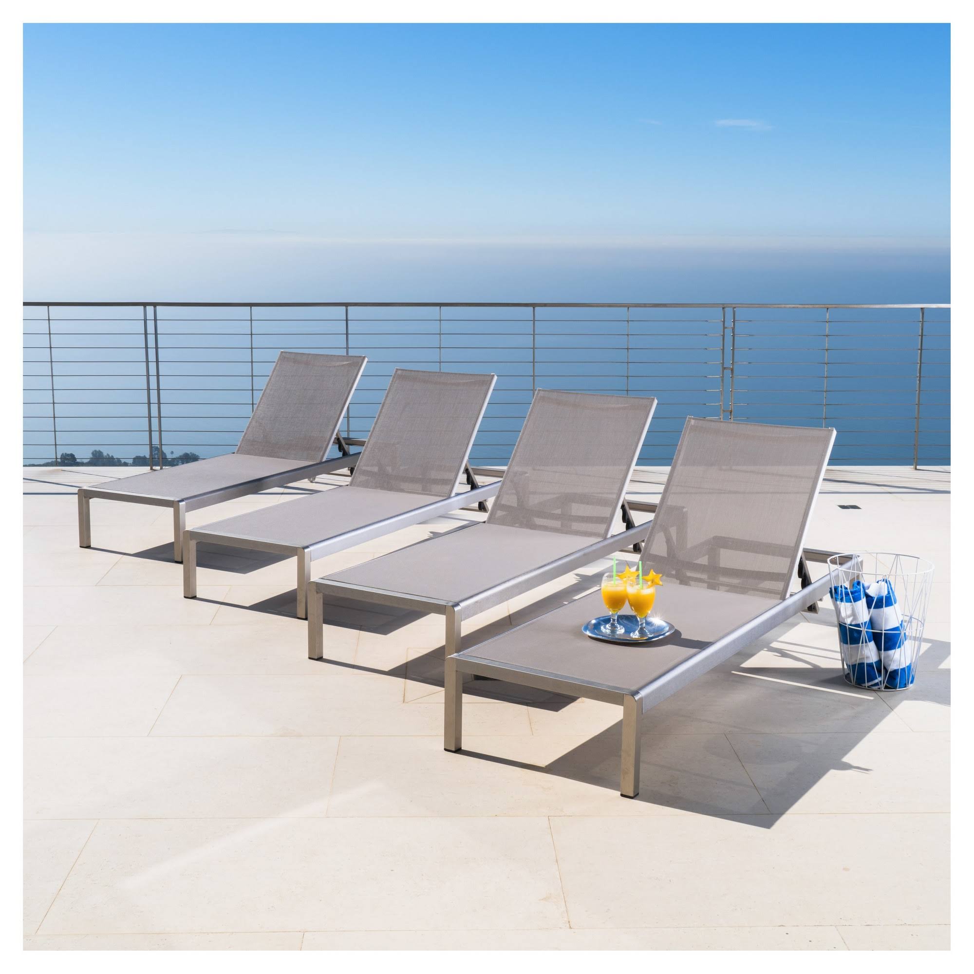 Gray Mesh Patio Chaise Lounge - 4 pack N870