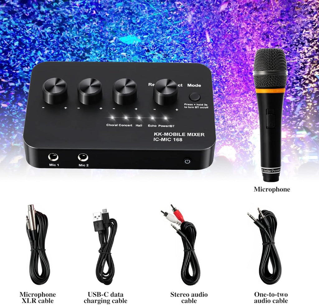 Bluetooth Wired Microphone Karaoke Mixer System with HDMI ARC and Optical (Toslink) I630743