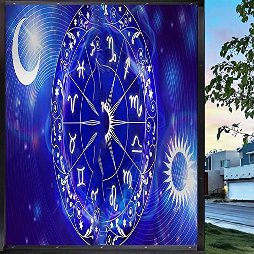 Astrology Blue Window Privacy Film, 17.7 in x 78.7 in B794
