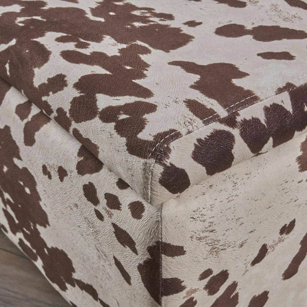 Velvet Cow Print Storage Ottoman Bench P55274
