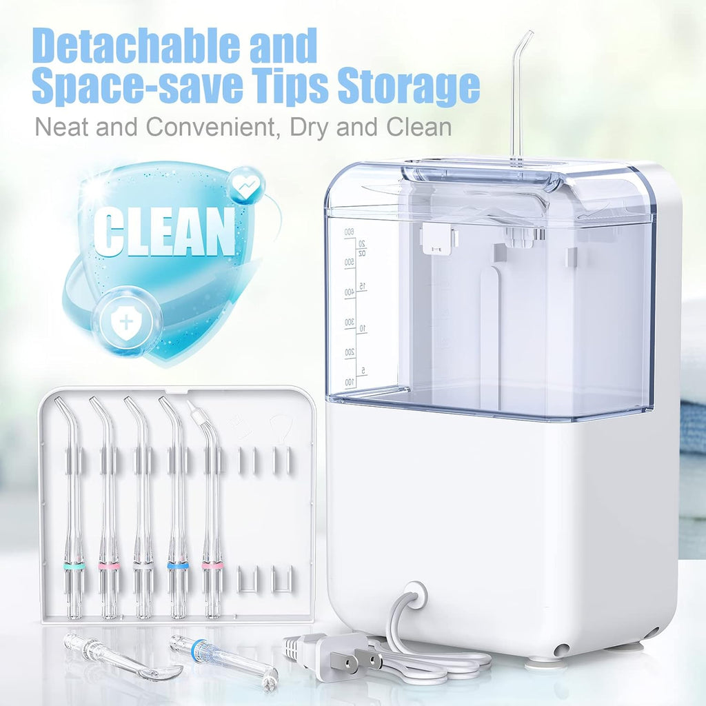 Water Flosser 600ML Oral Irrigator with 3 Flossing Modes, 10 Settings, 7 Tips, Pack of 2 U957820