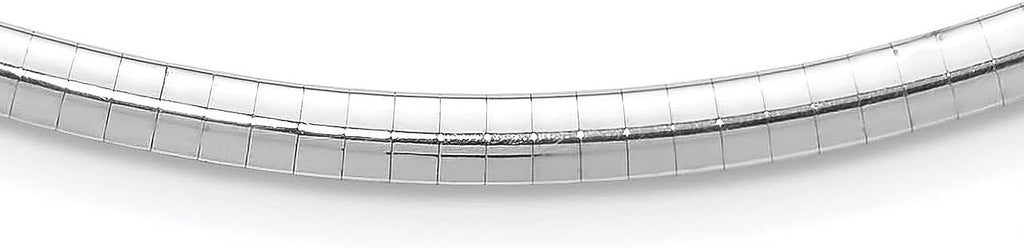 14K White Gold Domed Omega Necklace 18" Chain T7862