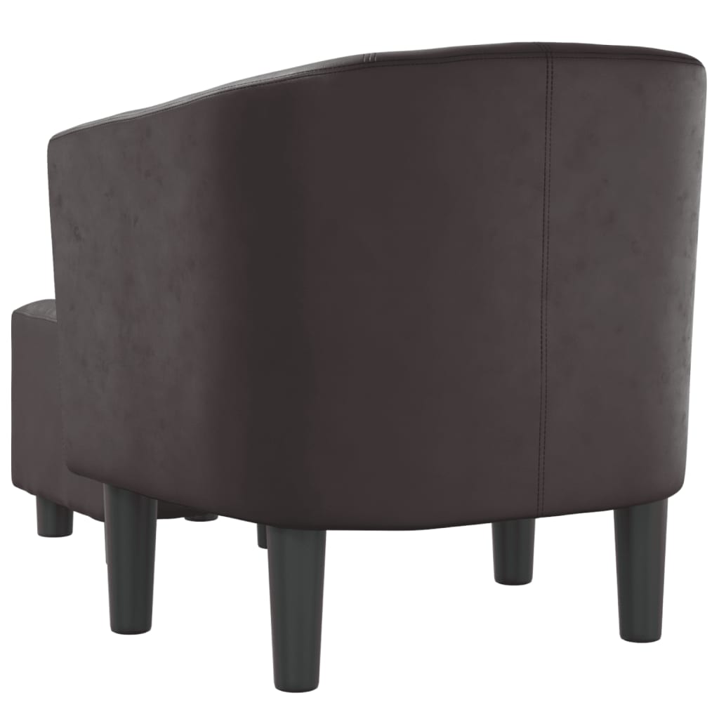 Brown Faux Leather Tub Chair with Footstool J996582