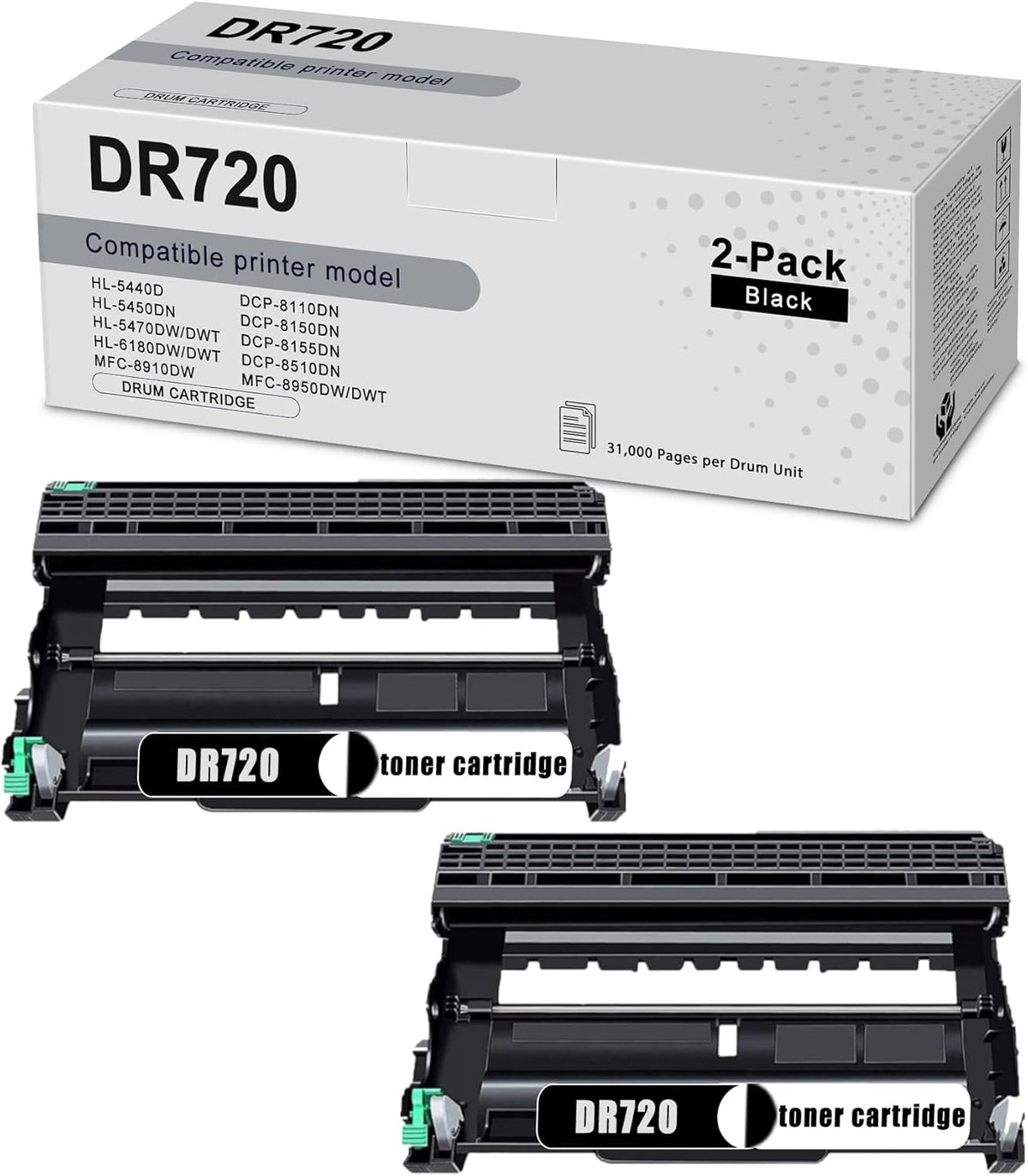 2 Pack Black Drum Unit Replacement for Brother Printer D9133
