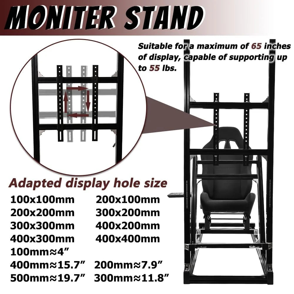 Racing Sim Cockpit with Monitor Stand Seat R966307
