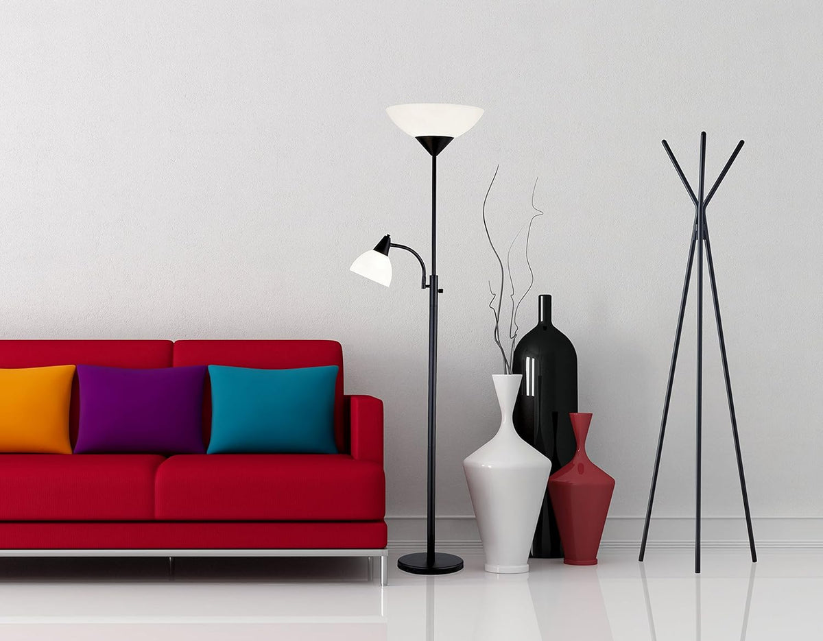 Brushed Steel Floor Lamp with Reading Light C1035