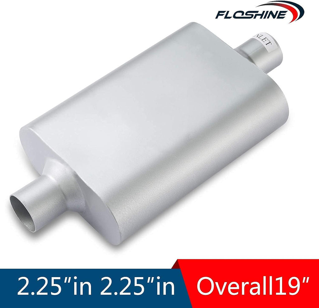 Dual Chamber 2.25 inch Inlet 2.25 inch Outlet Performance Automotive Muffler Exhaust Pack of 2 G414