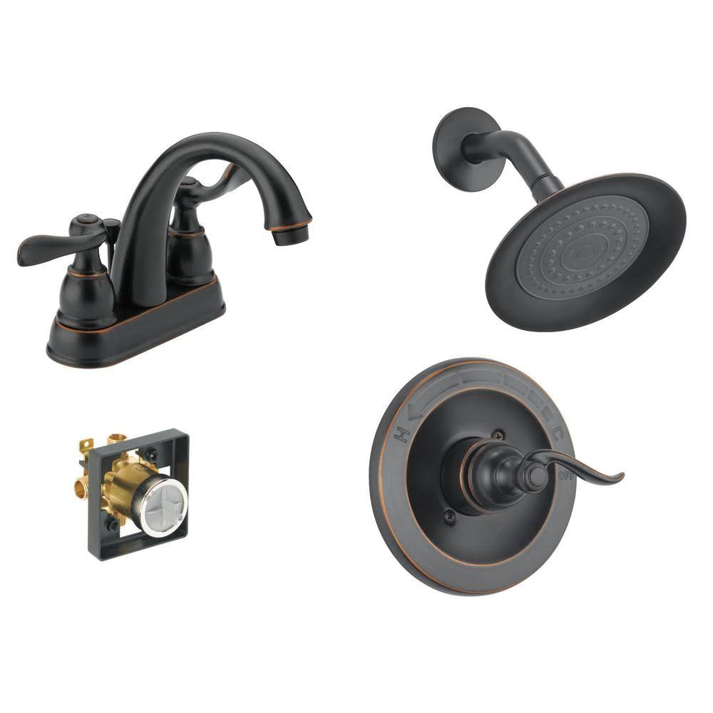 2-Handle Bathroom Faucet Bundle with Shower Trim and Rough-In in Oil Rubbed Bronze T5724