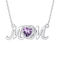 925 Sterling Silver Birthstone Heart Mom Necklace Y593988