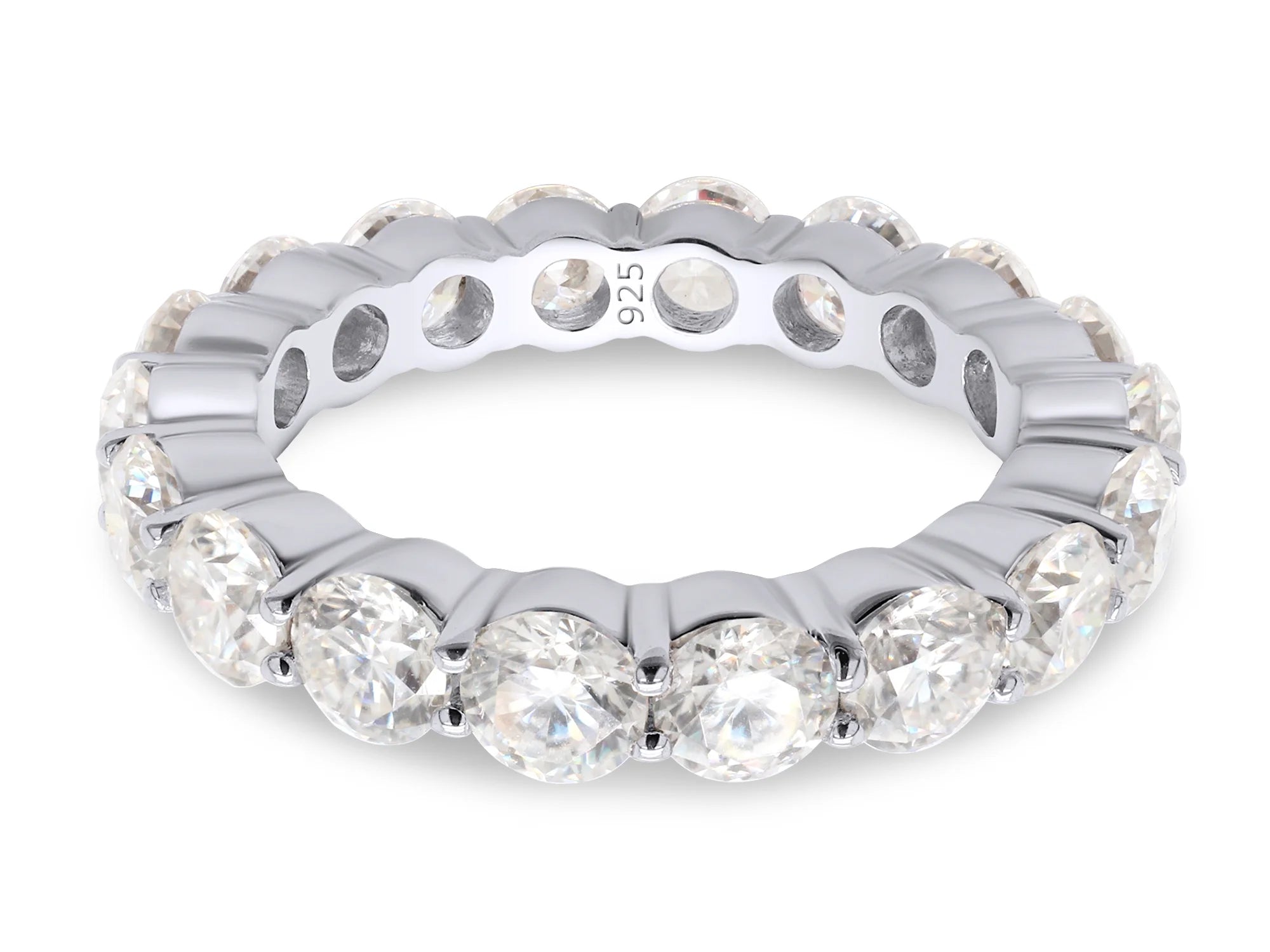 14K White Gold Over Sterling Silver Eternity Wedding Band Ring S598724