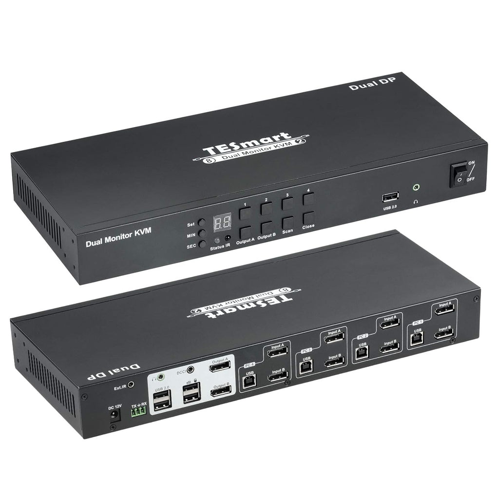 HDMI Dual Monitor KVM Switch 4 HDMI PCs + 2 HDMI Monitors 4K @60Hz Black D157366