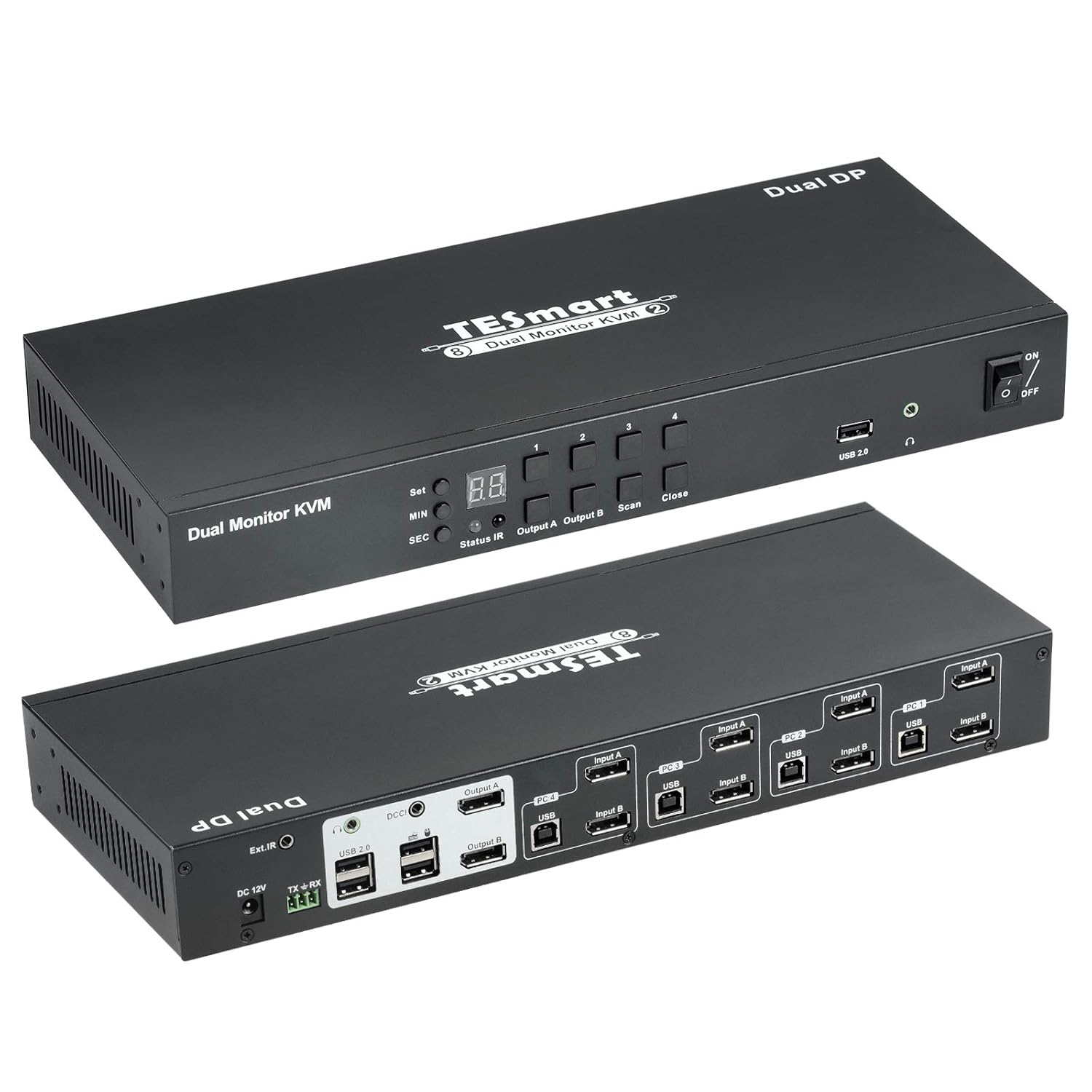 HDMI Dual Monitor KVM Switch 4 HDMI PCs + 2 HDMI Monitors 4K @60Hz Black D157366