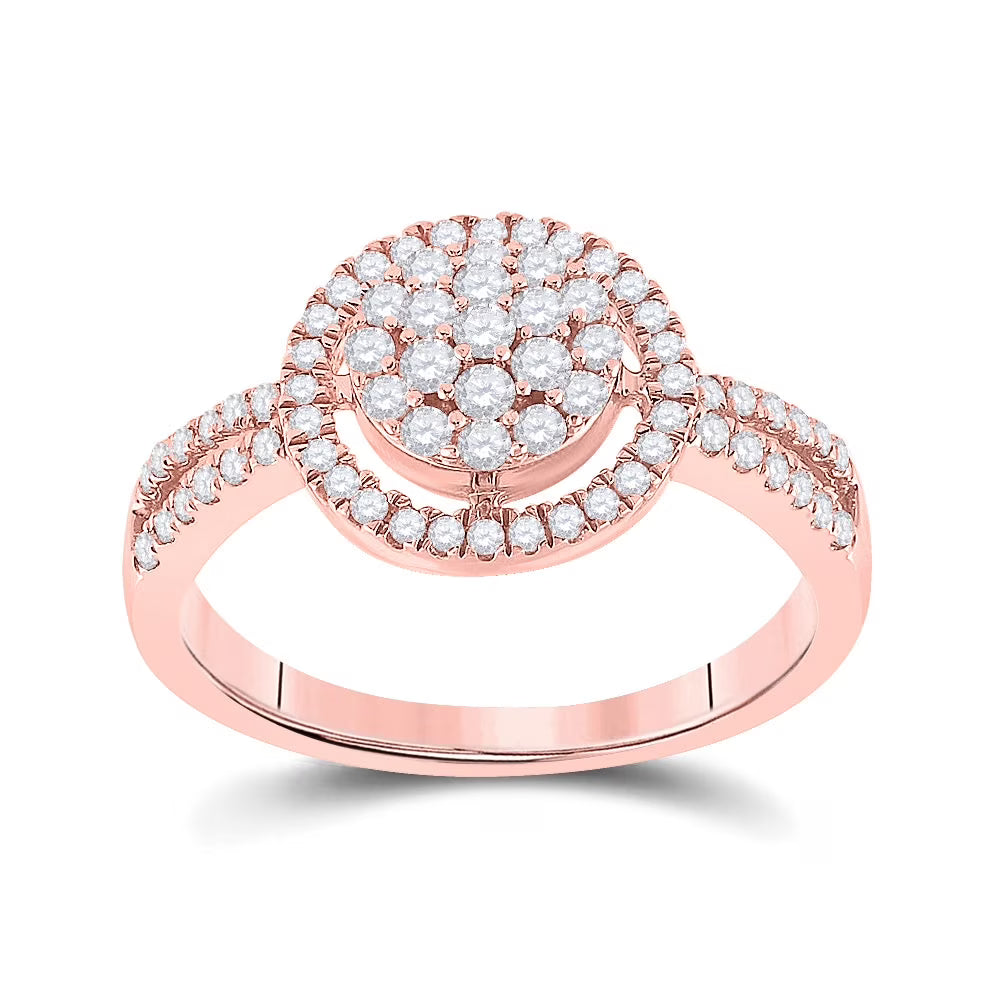 10kt Rose Gold Diamond Circle Cluster Ring 1/2 Cttw Size 7.5 E146
