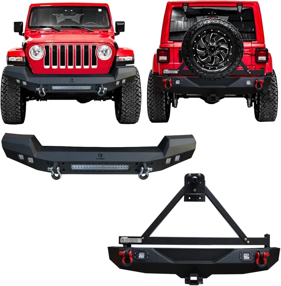 Front and Rear Bumper with LED Lights and Tire Carrier W713836