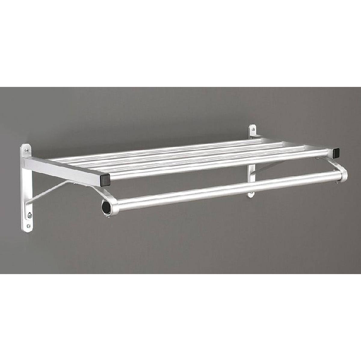 Satin Aluminum Coat Rack with 1 Shelf, 48 in W J2337