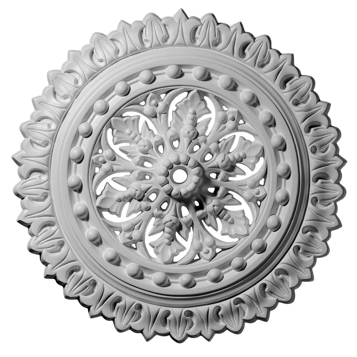 18 1/2 inchod x 7/8 inchid x 1 1/2 inchp Hand-Painted Pale Gold Ceiling Medallion N4170