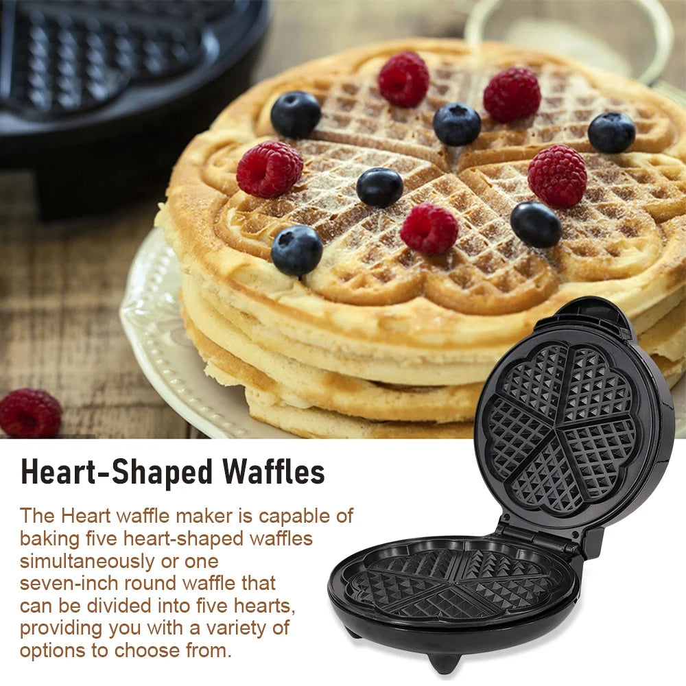 1000W Heart-Shaped Electric Waffle Maker V7013