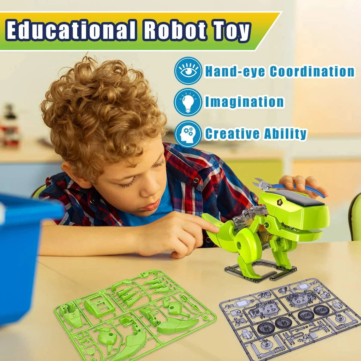 STEM Robot Building Educational Toys Science Kit 3 in 1 Solar Dinosaur Desk Robot U116086
