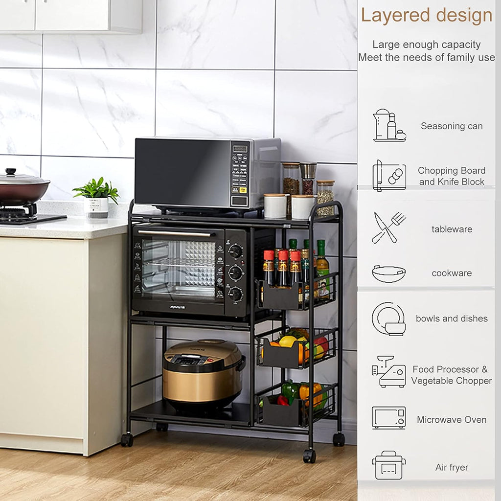 3-Tire Kitchen Standing Bakers Rack with Storage Basket C38412