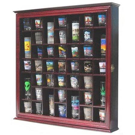 Cherry Finish Shot Glass Display Case with Glass Door J76155