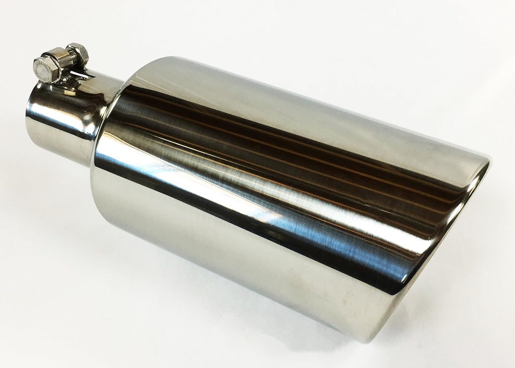 Polished Stainless Steel Bolt On Rolled Slant Exhaust Tip Pack of 2 E711053