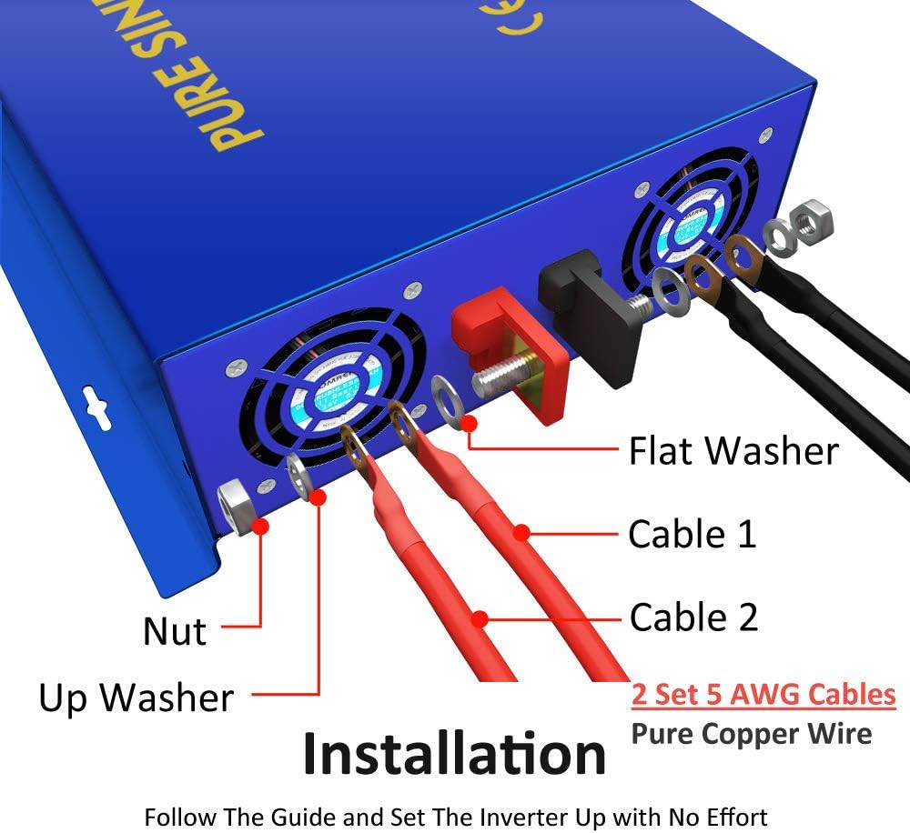 4000W Pure Sine Wave Power Converter with Wireless Remote Control X731507