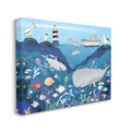 Underwater Wildlife Shark Whale Boat Illustration, 24 x 30 D999007