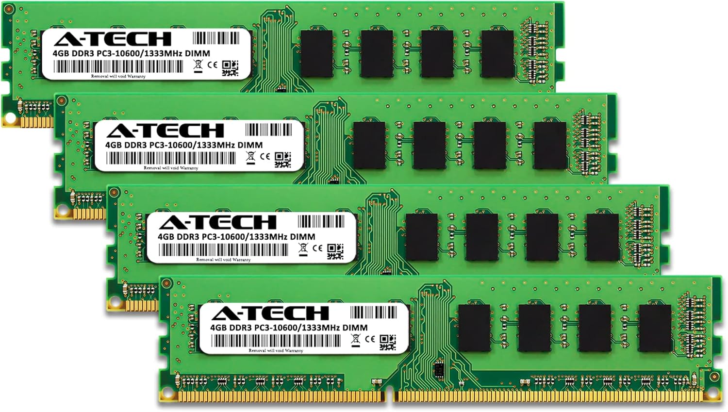 16GB Kit (4x4GB) DDR3 1333 MHz PC3-10600 DIMM Desktop Computer Memory CL9 240-Pin UDIMM Non-ECC Unbuffered G685590