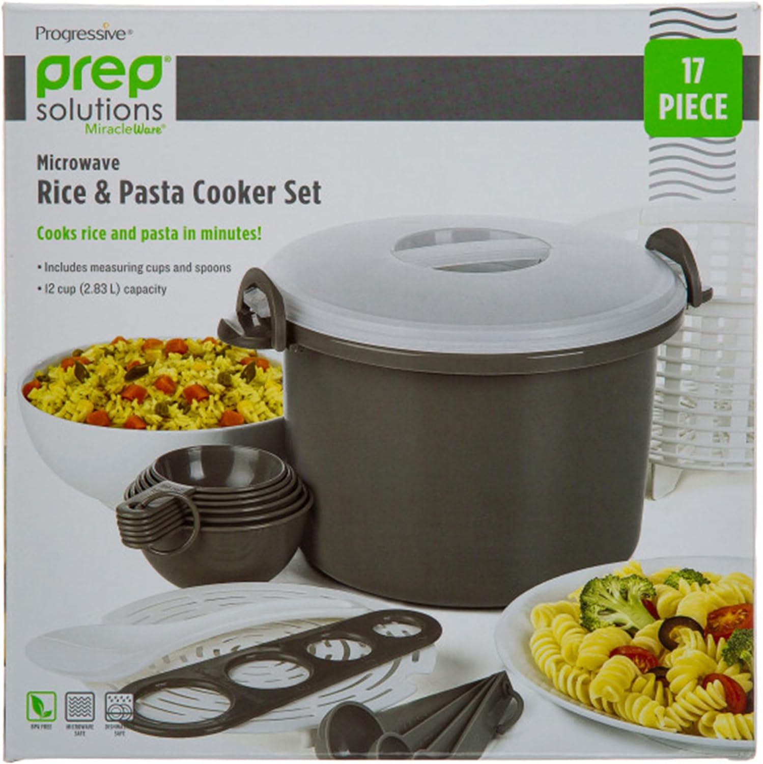 17 Piece Microwaveable Rice And Pasta Cooker With Locking Lid O991