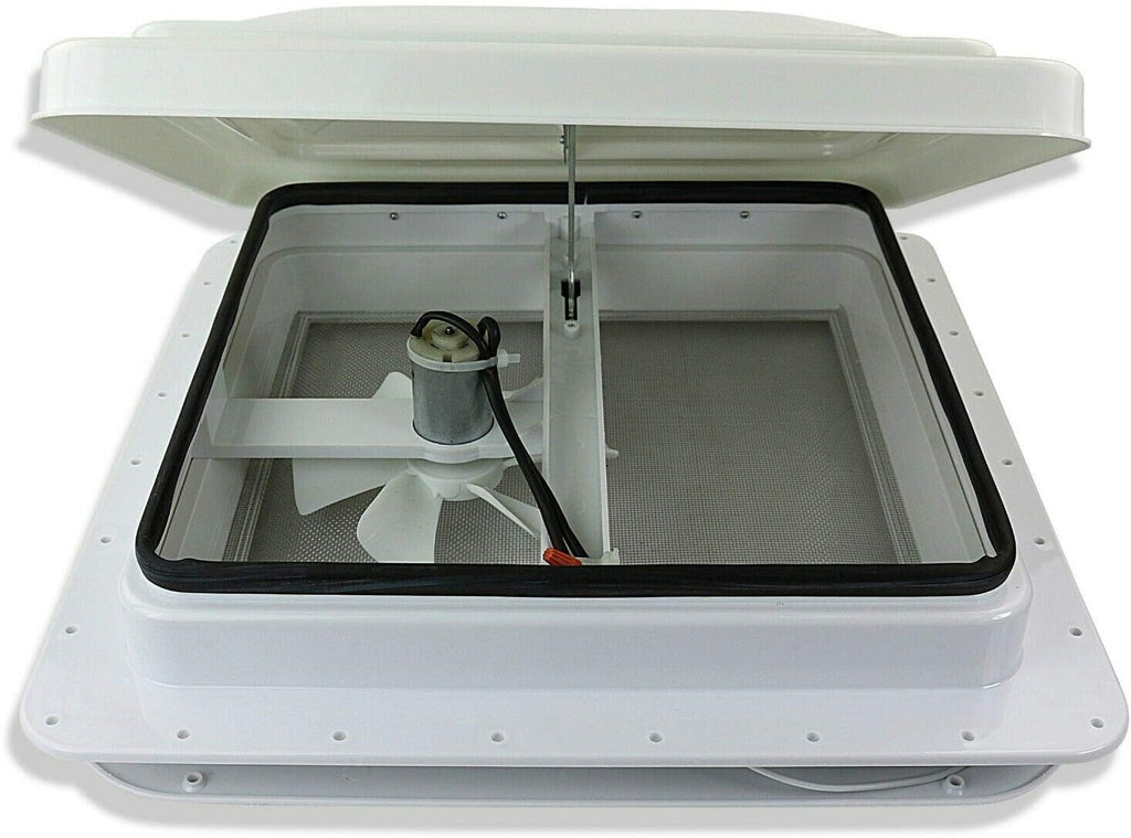White Lid RV Roof Vent with 12V Vent Fan S5916