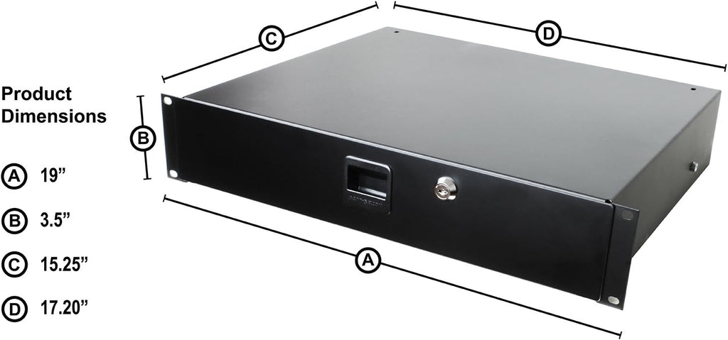 Standard Sliding Steel Rack Drawer 2U with Slam Latch & Key Lock K727