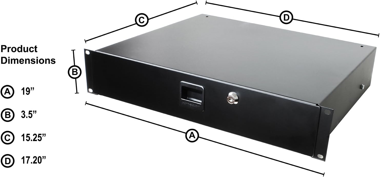 Standard Sliding Steel Rack Drawer 2U with Slam Latch & Key Lock K727