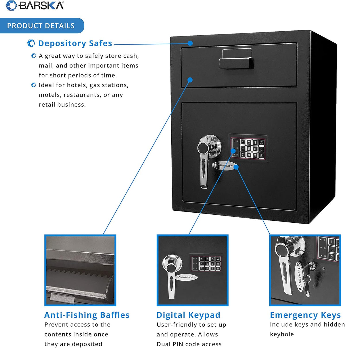 Large 1.10 Cubic Ft Digital Keypad Security Depository Drop Safe D848376