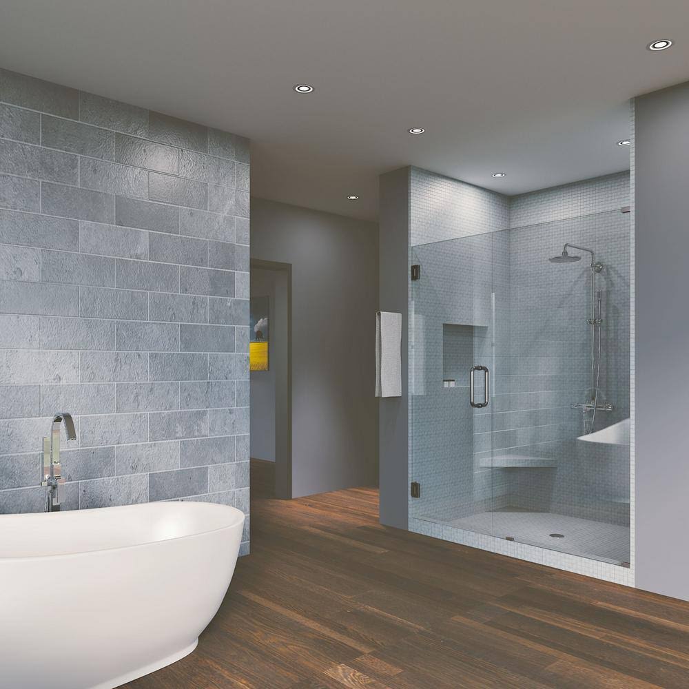 51.5x22 x 80x22 Hinged Frameless Shower Door Brushed Nickel H6932