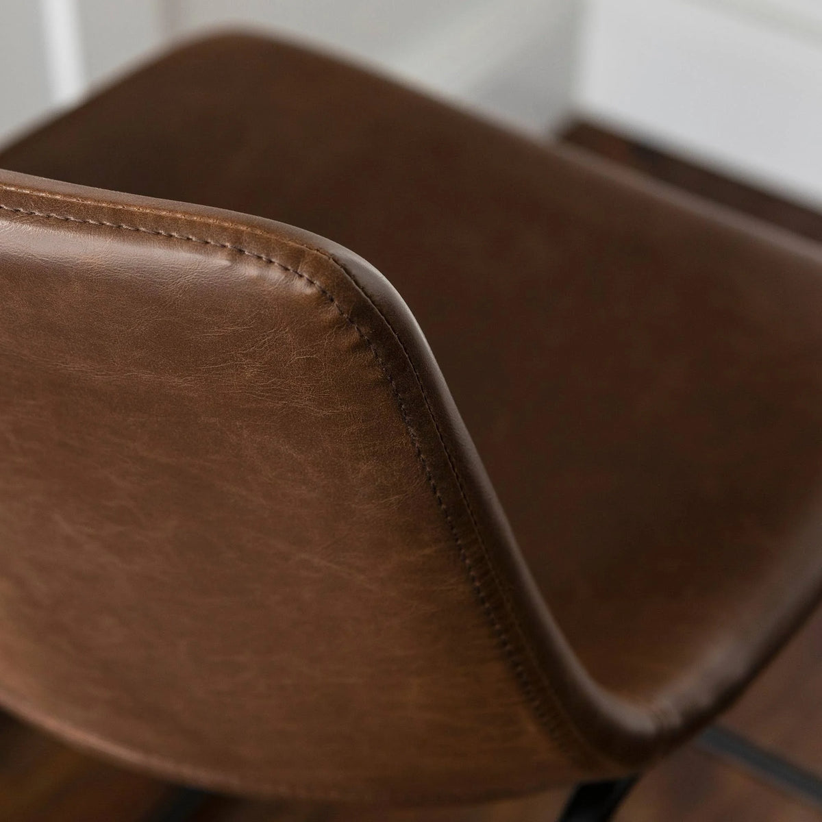 Faux Leather Bar Stool Set of 2 Brown D3025
