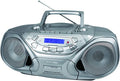 Portable CD/MP3 Player with Cassette Recorder, AM/FM Radio, USB Port, Aux-in, LCD Display (Silver) I1658