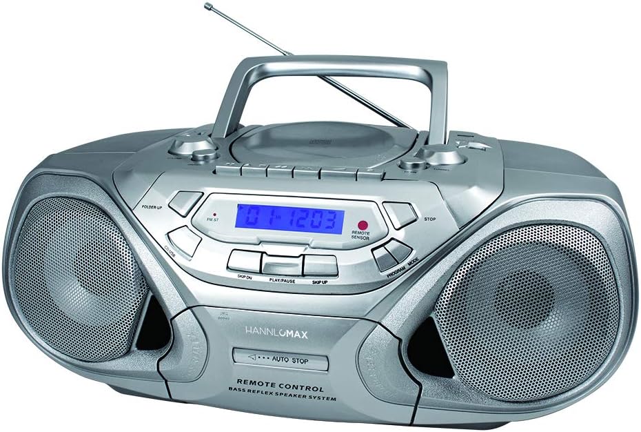 Portable CD/MP3 Player with Cassette Recorder, AM/FM Radio, USB Port, Aux-in, LCD Display (Silver) I1658