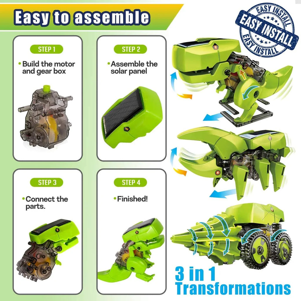 STEM Robot Building Educational Toys Science Kit 3 in 1 Solar Dinosaur Desk Robot U116086