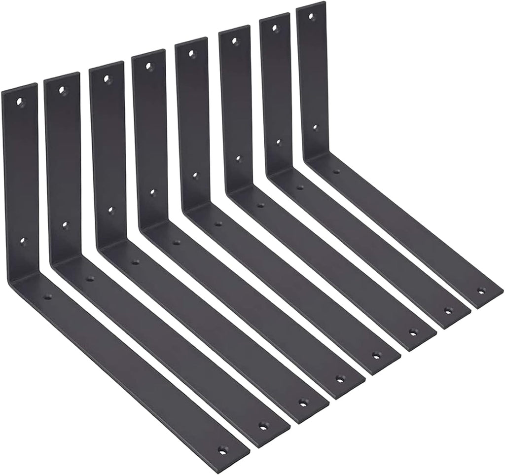 12 Inch Heavy Duty Black Metal Shelf Brackets Pack of 2 H83196