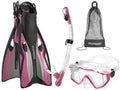 Snorkel Mask with Adjustable Flipper Fins and Dry Snorkel Set Travel Bag F79775