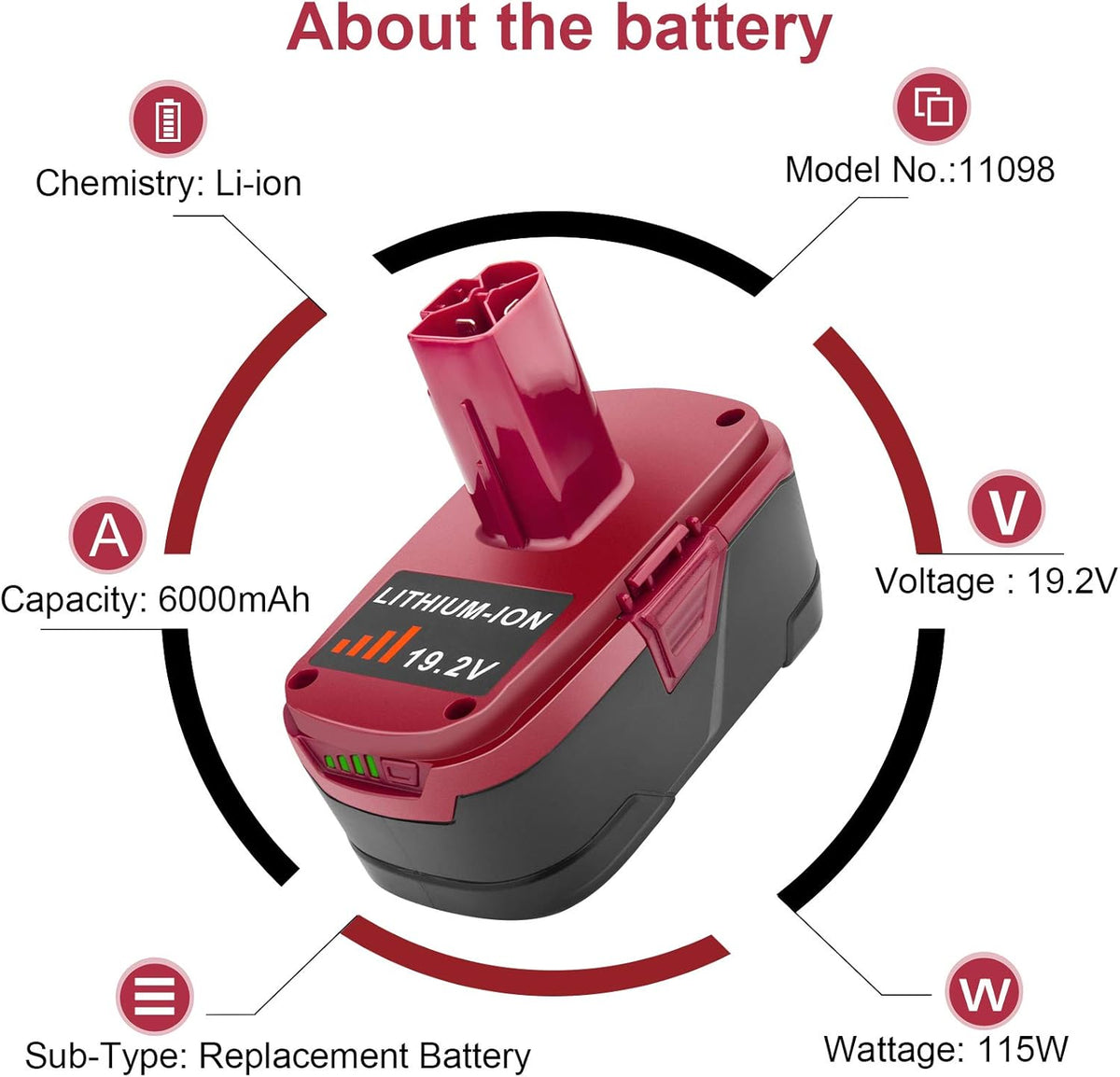 6000mAh 19.2V Lithium Battery (2 Packs) Q174