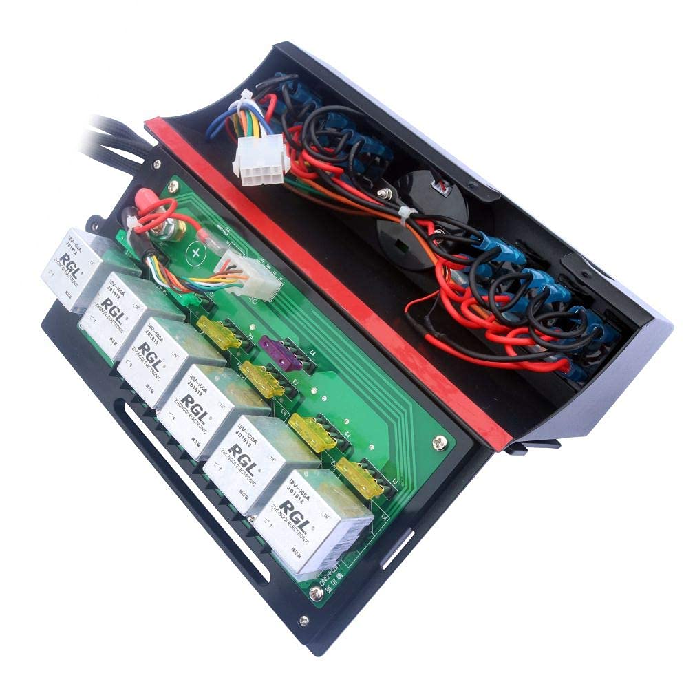 6 Gang Rocker Switch Panel with Blue Backlight Control Pod and Relay Box V57569