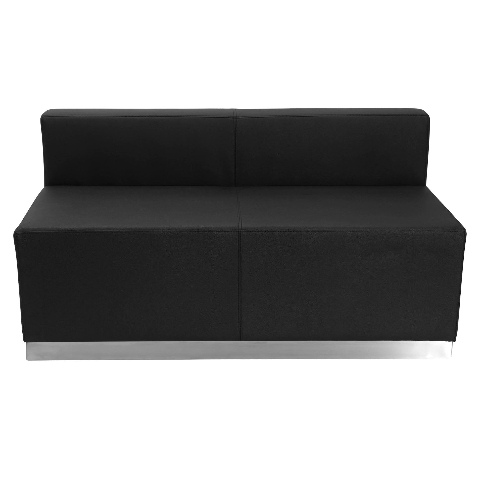 White LeatherSoft Loveseat with Stainless Steel Base I35803