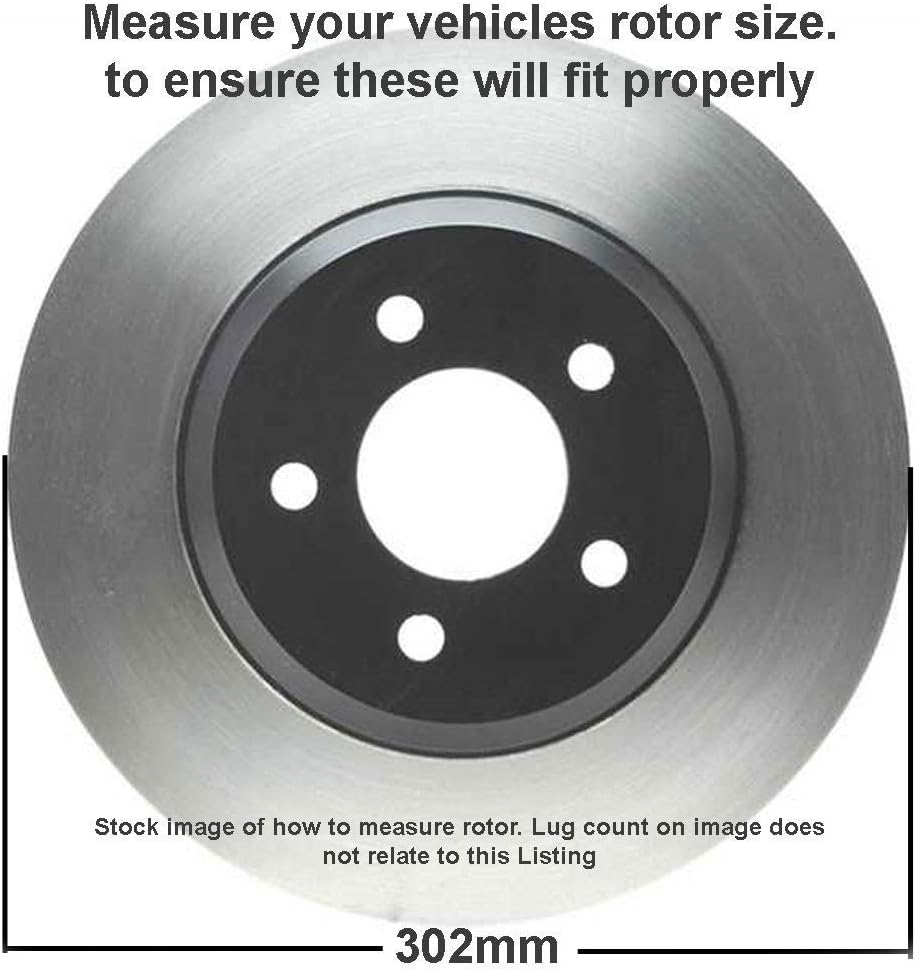 302mm Front Drilled Slotted Rotors and Brake Pads 4pc Set D142