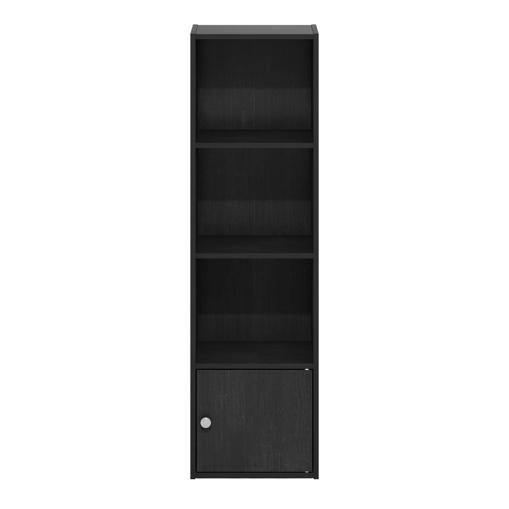 4-Tier Shelf Bookcase with 1 Door Storage Cabinet, Blackwood R4926