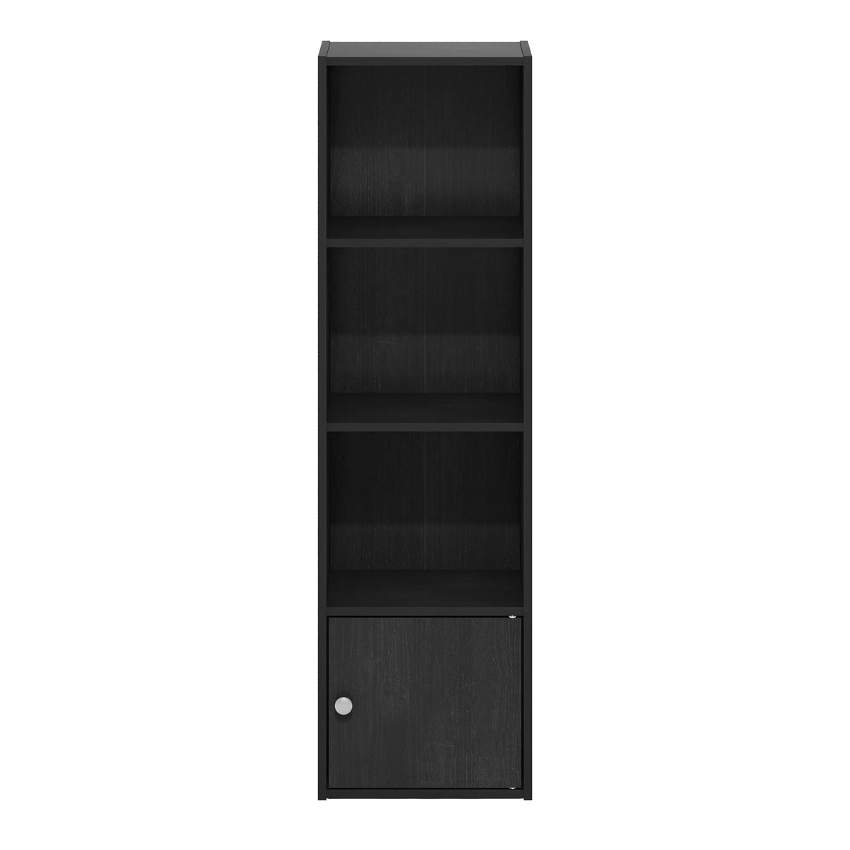 4-Tier Shelf Bookcase with 1 Door Storage Cabinet, Blackwood R4926