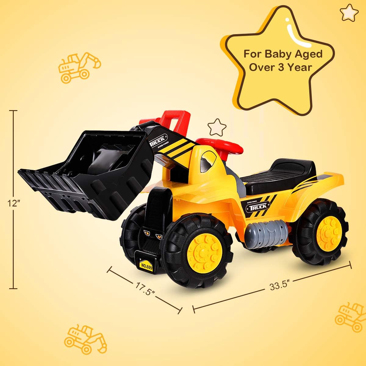 Yellow Kids Ride On Construction Bulldozer P8913