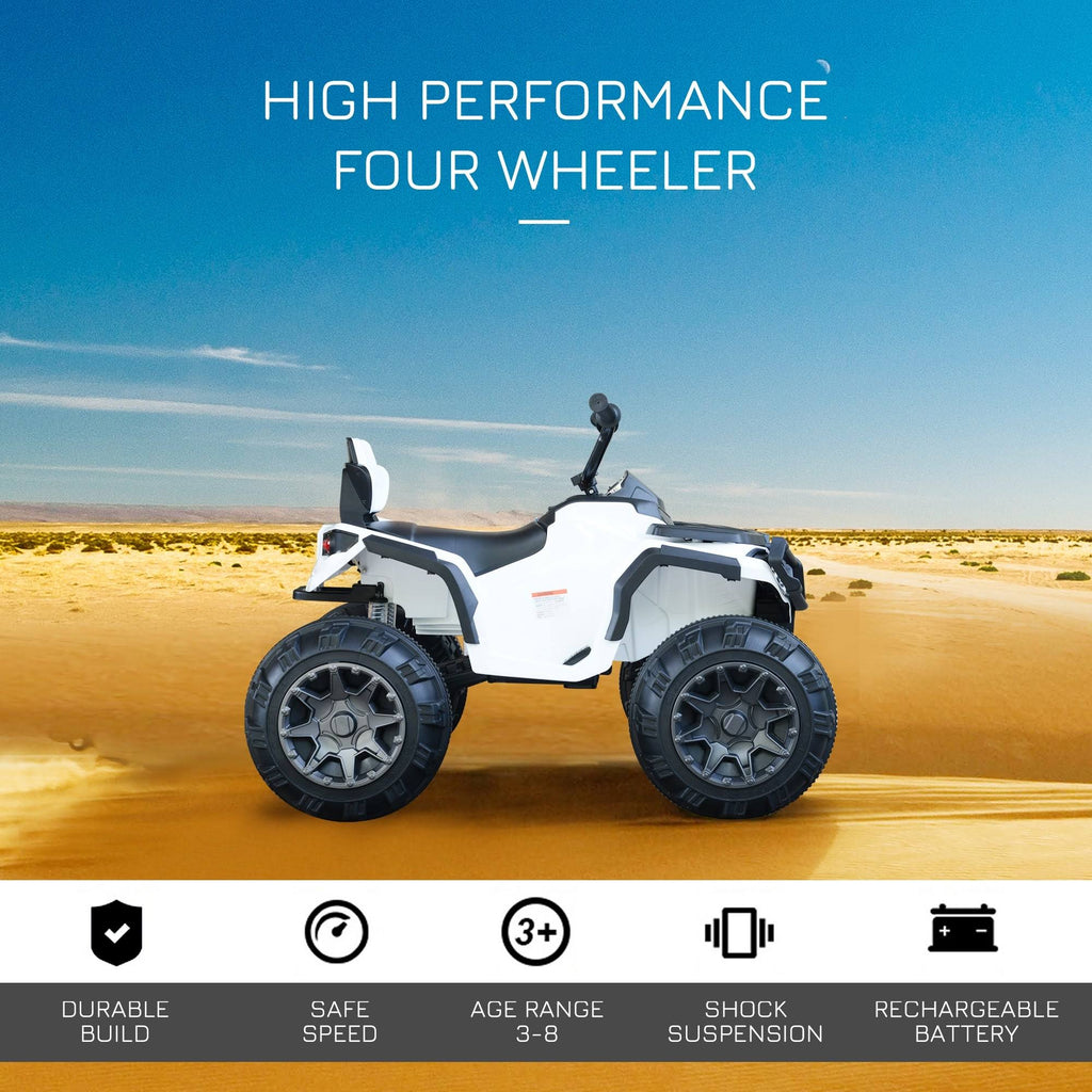 White Kids Ride-On ATV Car with Working Headlights T8180
