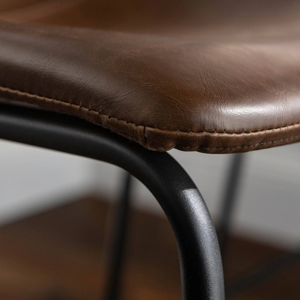 Faux Leather Bar Stool Set of 2 Brown D3025